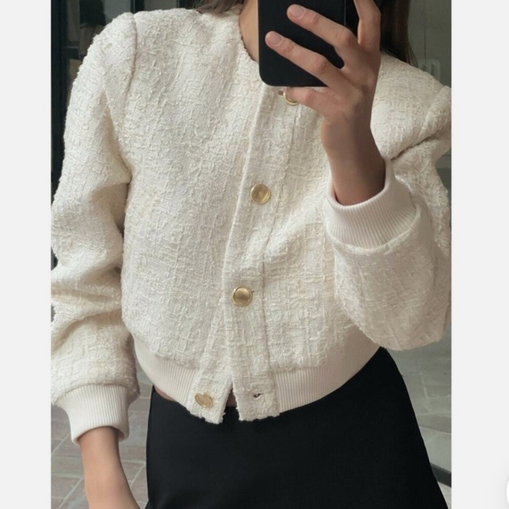 Zara Cream Bomber Jacket